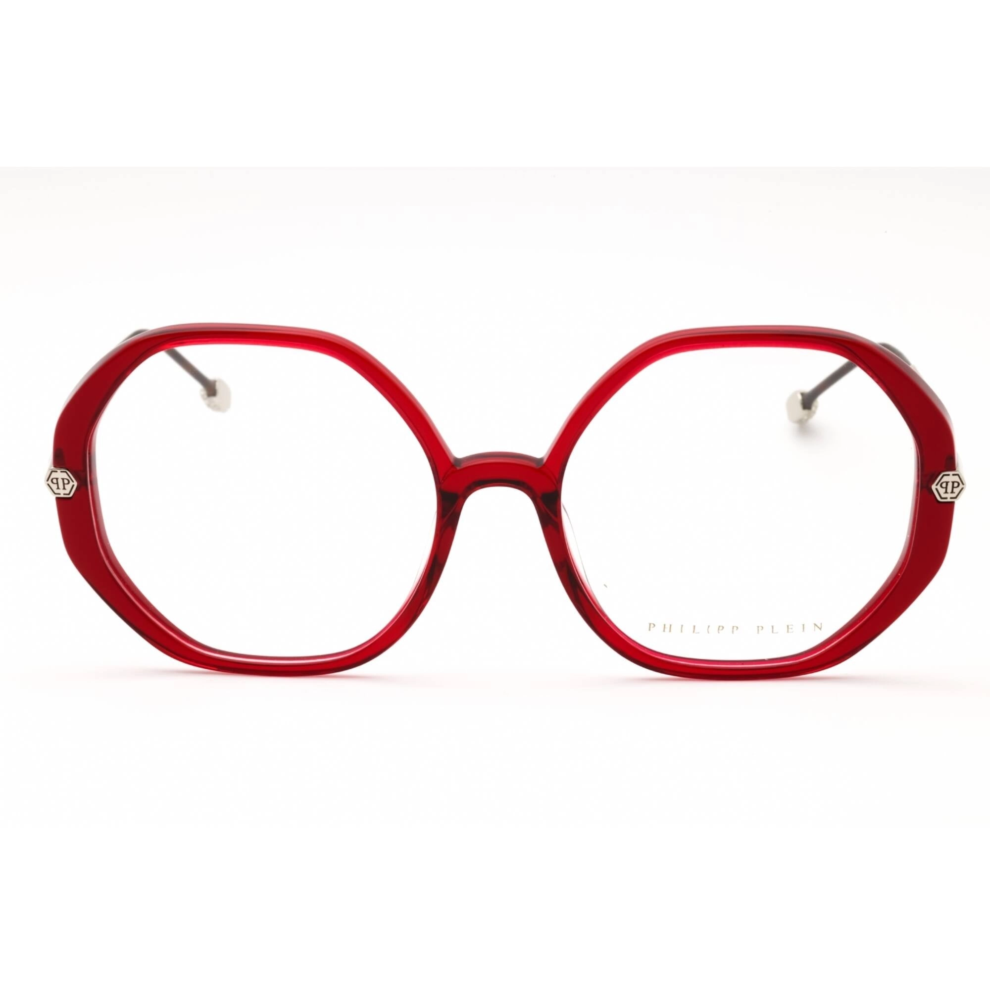 Philipp Plein Women's Eyeglasses - Shiny Transparent Red Geometric | VPP053S 09WA