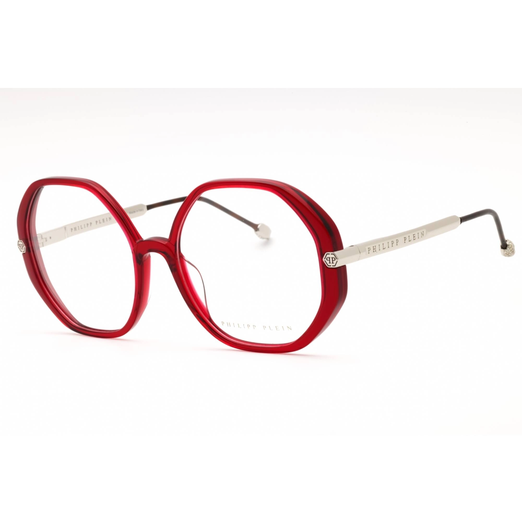 Philipp Plein Women's Eyeglasses - Shiny Transparent Red Geometric | VPP053S 09WA