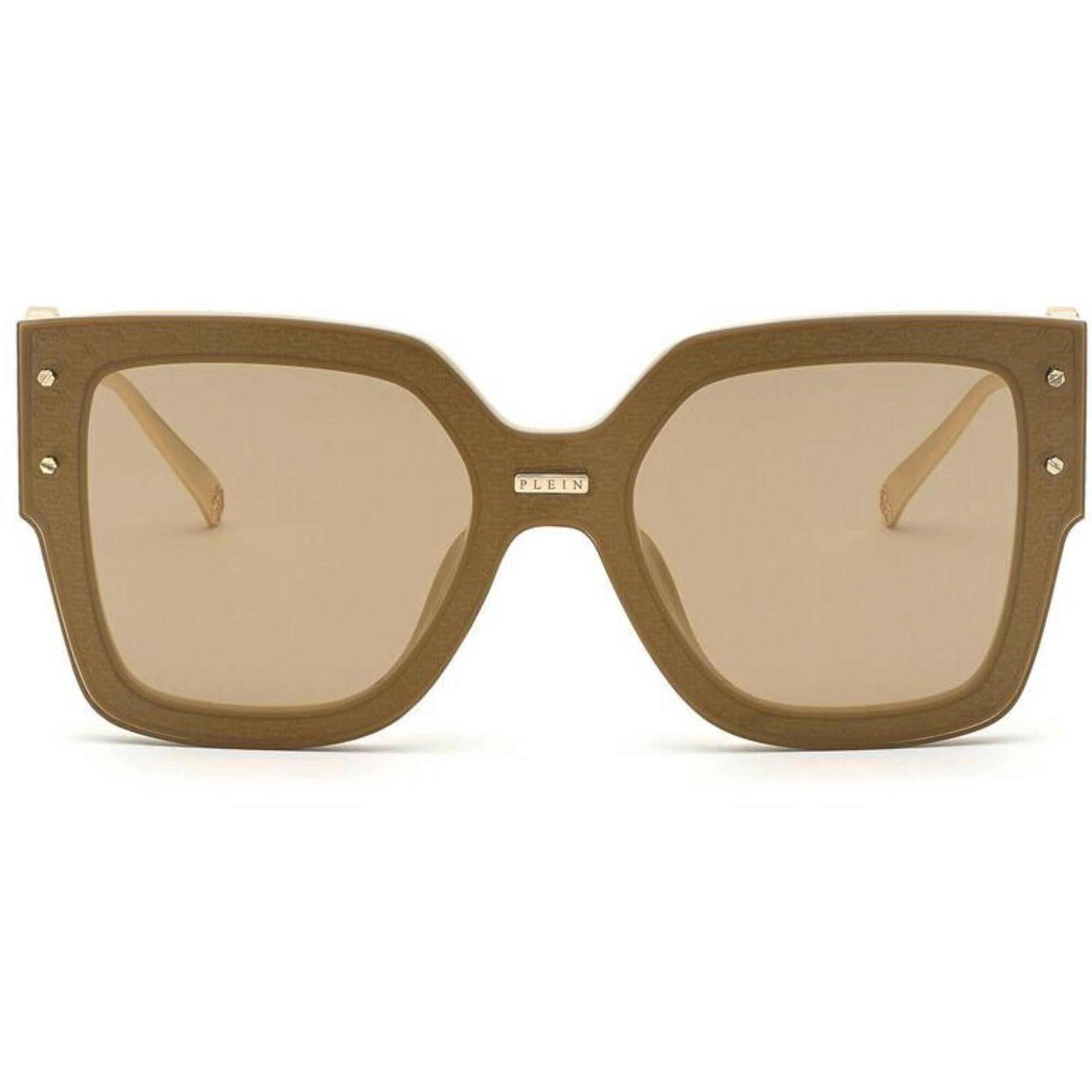 Philipp Plein Women's Sunglasses - Beige Acetate Frame Gold Mirror Lens | SPP041M 6CTG