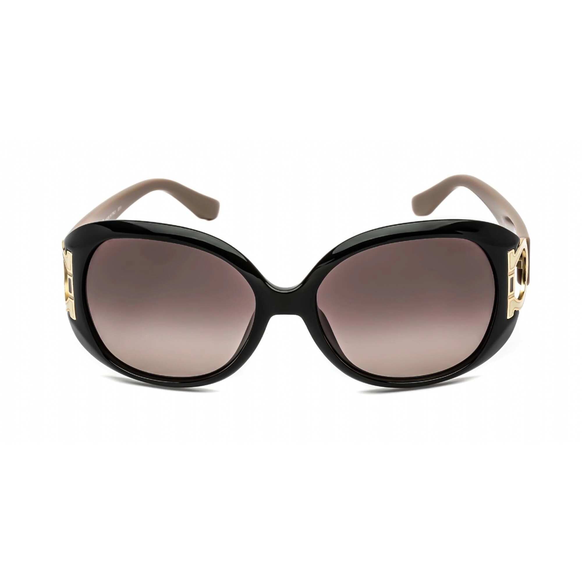 Salvatore Ferragamo Women's Sunglasses - Black/Taupe Oval Plastic Frame | SF668 001