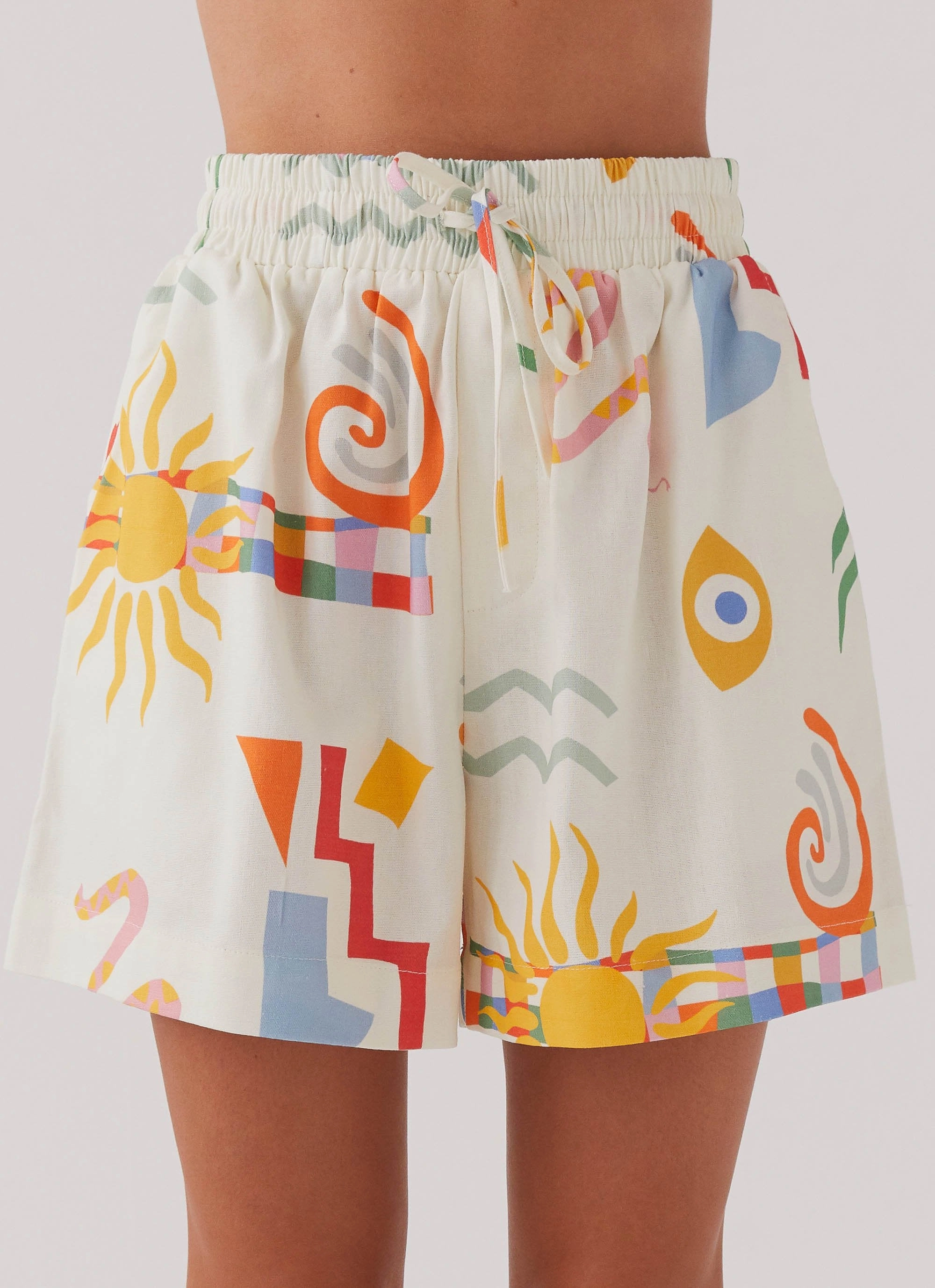 Tallulah Linen Shorts - Summer Palm