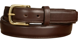 The Stallion: Men's Chocolate Brown Stitched Italian Leather With Steel Core And Brass Buckle 1.25"