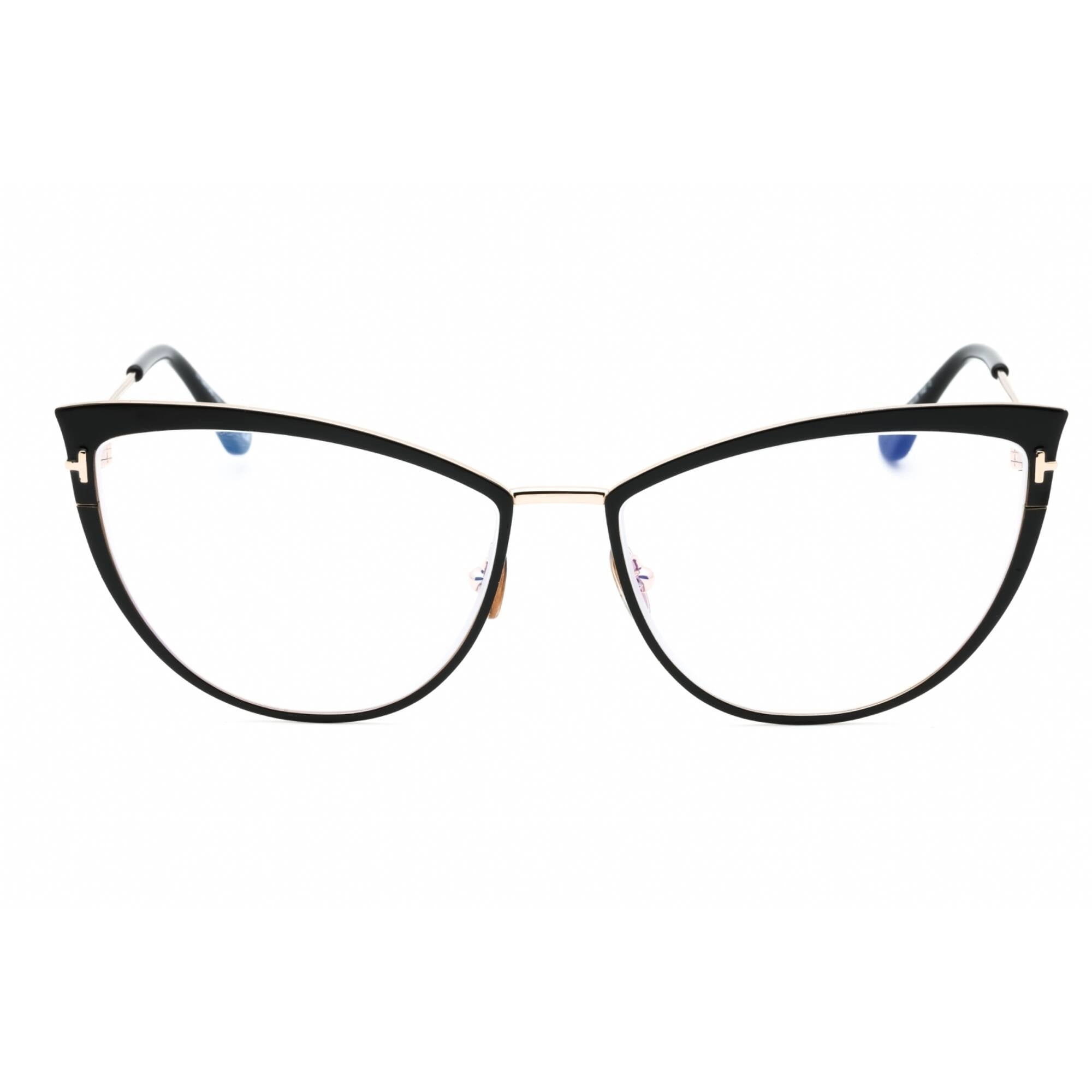 Tom Ford Women's Eyeglasses - Shiny Black Metal Cat Eye Full Rim Frame | FT5877-B 001