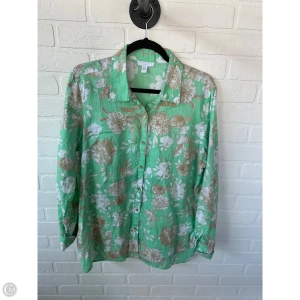 Top Long Sleeve By Charter Club In Green & White, Size: Xlp