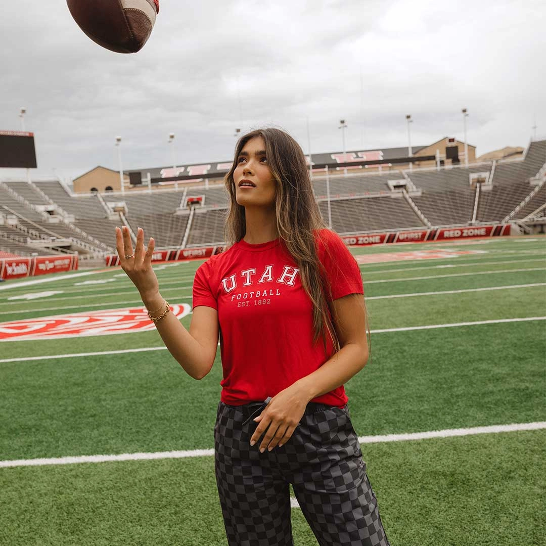 Utah Boyfriend Tee, Red Utah Football