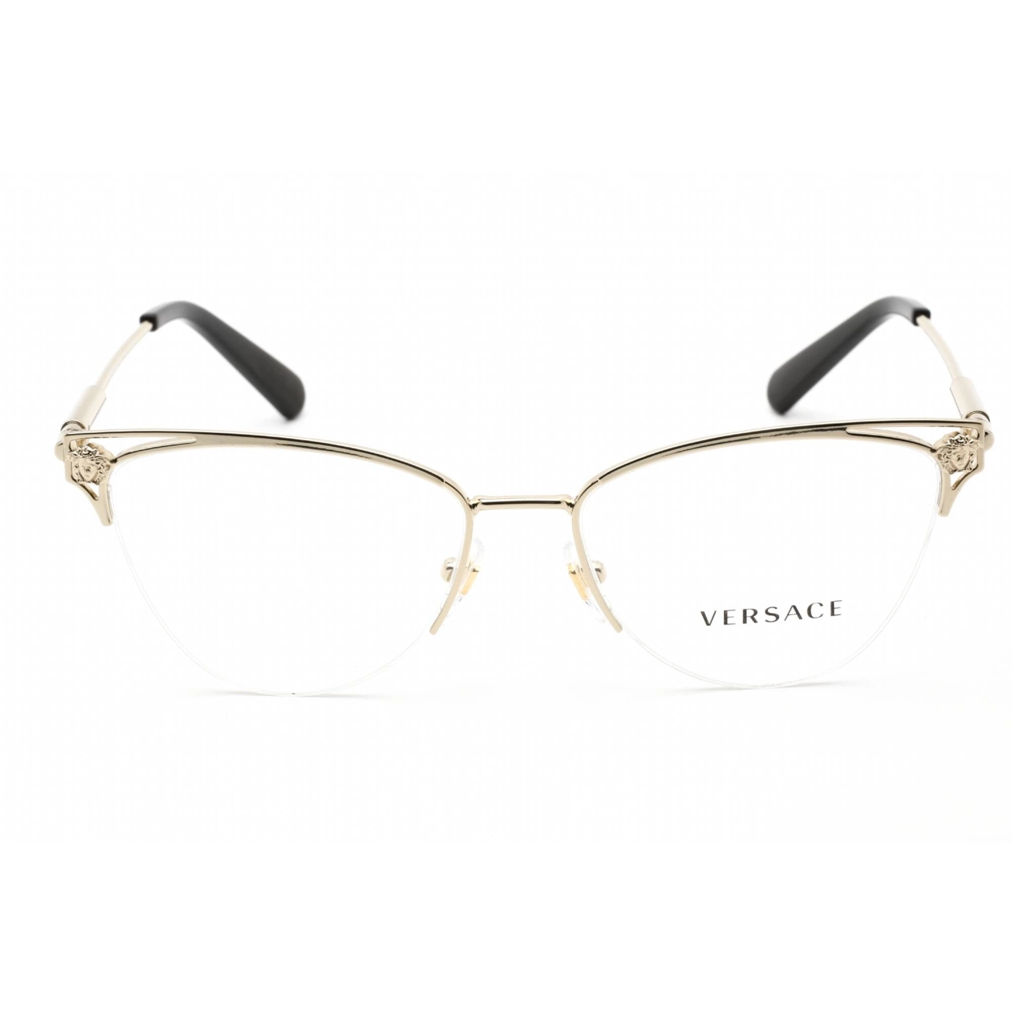 Versace Women's Eyeglasses - Pale Gold Metal Cat Eye Full Rim Frame | 0VE1280 1252
